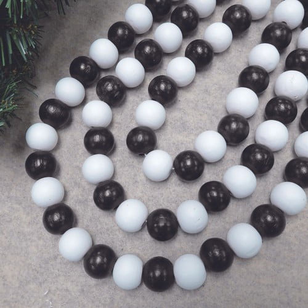 Holiday Time Wood Bead Garland, Black and White, 12